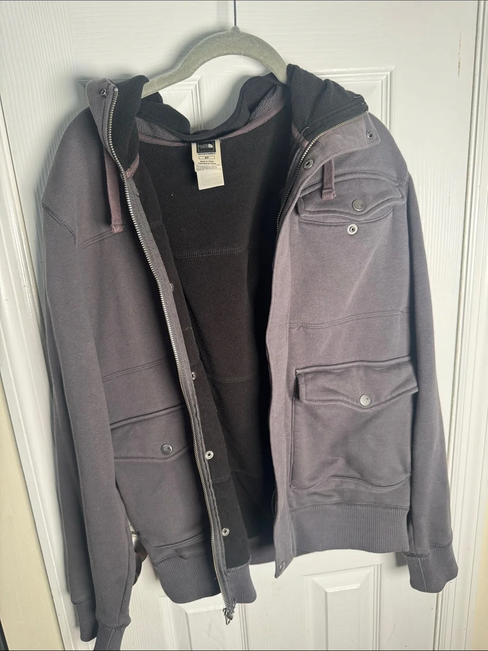The North Face Men's Hooded Zip-Up Jacket in Charcoal